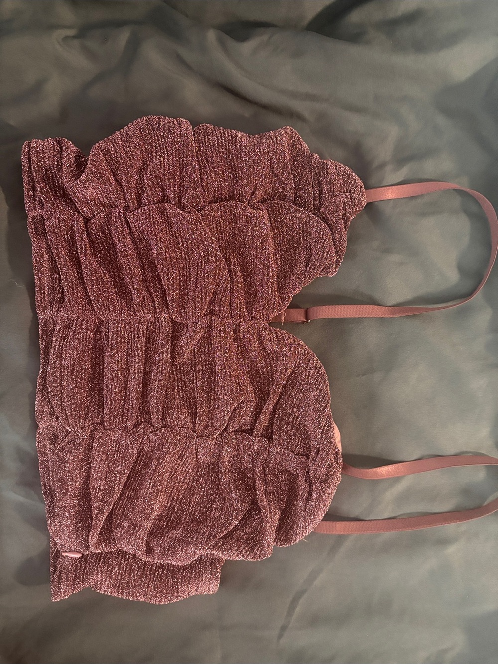 Shimmery Mauve-Pink Mini Skirt Set
